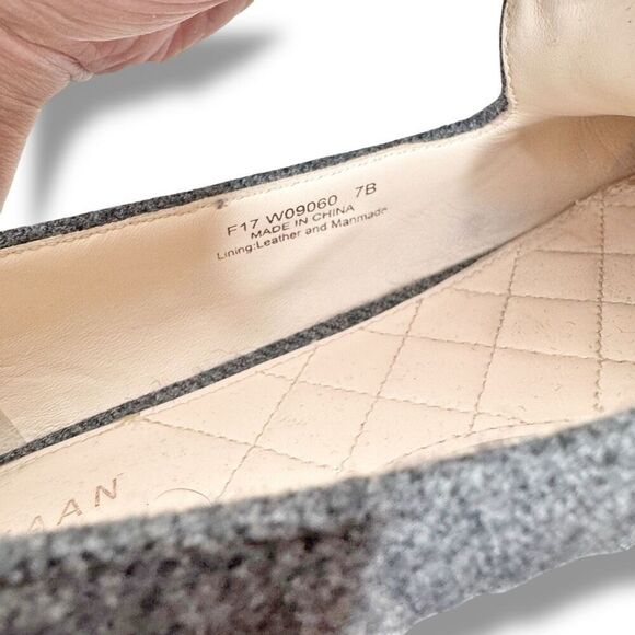 Cole Haan Grey Wool Fabric Bow Gold Logo Flat Loafer Flats Women’s Size 7 B - Picture 5 of 6